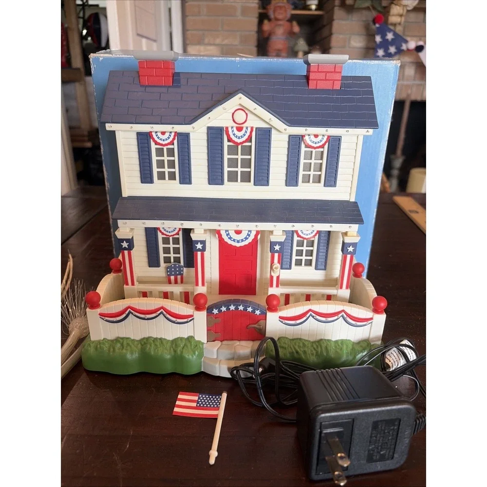 Avon Patriotic Lighted Fiber Optic House 4th Of July Fireworks 2003 With Box E6